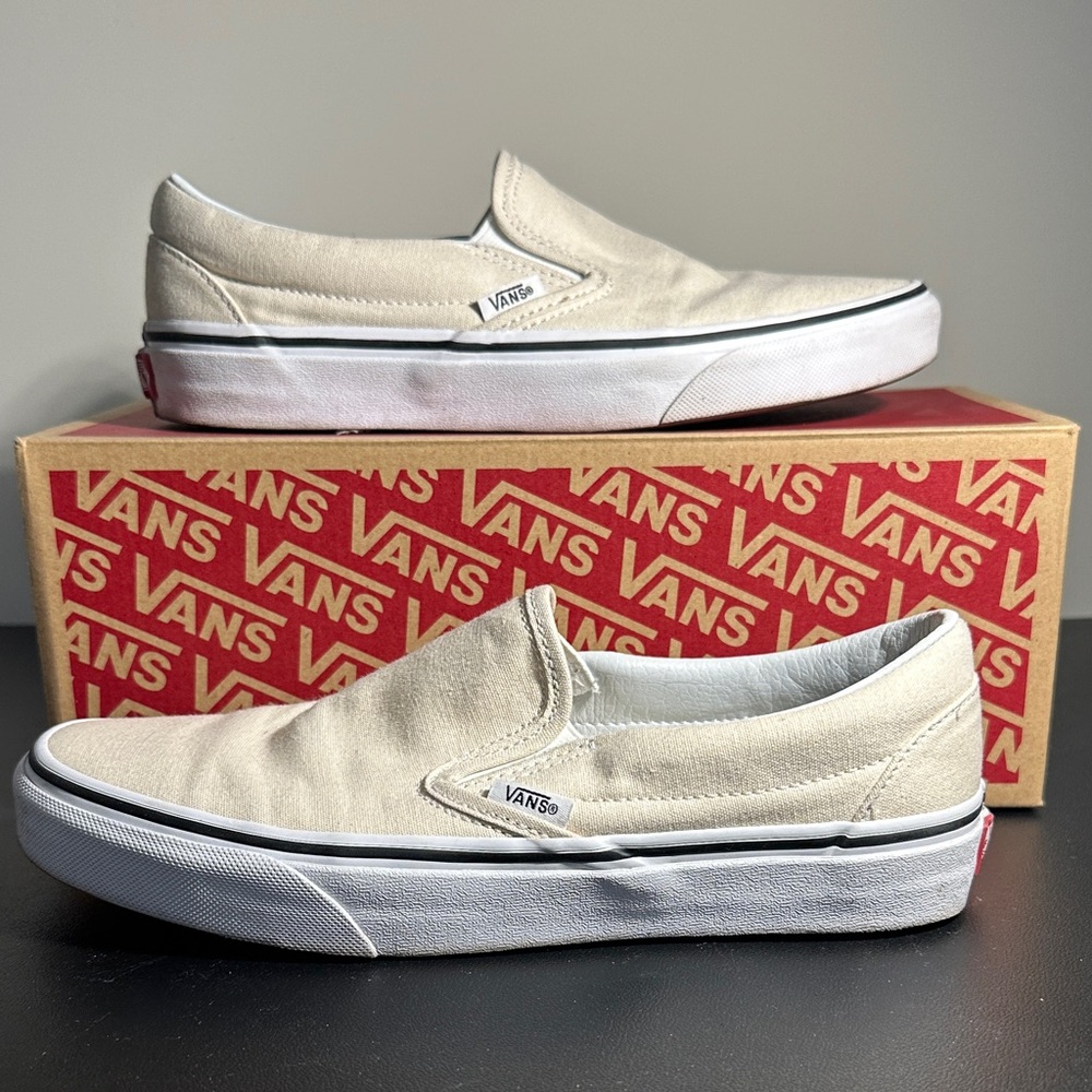 Vans Cream Colored Slip On Shoes